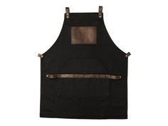 a black apron with leather straps on it