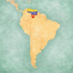 a map of south america with the country's flag painted on it in yellow and blue