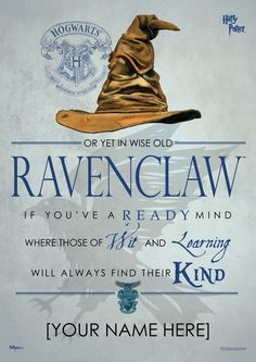 a harry potter poster with the quote ravenclaw