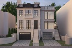 this is an artist's rendering of a two - story house with stairs leading up to the second floor