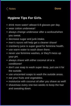 hygiene | girls | girls hygiene | feminine hygiene | feminine | clean | cleanliness | clean girls | hygiene tips Good Grooming And Personal Hygiene, Personal Heigene Tips, Clean Girl Hygiene Routine, Tips For Hygiene, Coquette Hygiene Tips, Girls Tips Hygiene, Fem Hygiene Tips, Girl Life Hacks Hygiene