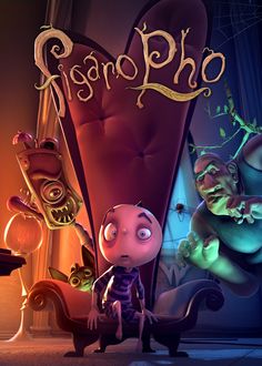 an animated movie poster with the characters from plants and animals in front of a chair