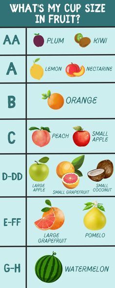 Your Bra Size Compared to Fruit (Comparison Chart) - Bellatory B Cup Example, Perfect Bra Size, Cool Art Stuff, Comparison Chart, Types Of Fruit, Bra Size Guide, Fashion Vocabulary, Bra Size Charts, Simple Math