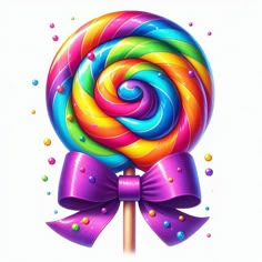 a colorful lollipop with a bow on it