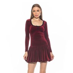 Be ready for a night out in this women's ALEXIA ADMOR rach velvet scoopneck lace insert dress. Click on this WOMEN'S GUIDE to find the perfect fit and more! Be ready for a night out in this women's ALEXIA ADMOR rach velvet scoopneck lace insert dress. Click on this WOMEN'S GUIDE to find the perfect fit and more! FEATURES Fit & flare silhouette Bubble skirt hem Dropped waist Zipper closure Long set-in sleeves Partially lined ScoopneckFIT & SIZING 36 1/4-in. length from shoulder to hem Mini length Red Fitted Velvet Dress For Fall, Velvet Mini Dress For Winter, Winter Velvet Mini Dress, Red Fitted Velvet Dress For Winter, Fitted Red Velvet Winter Dress, Fitted Red Velvet Mini Dress, Alexia Admor, Bubble Skirt, Lace Insert