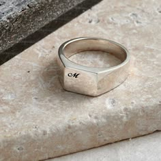 Custom Initials Silver Signet Ring Silver Signet Ring for - Etsy Mens Silver Signet Ring, Pinky Ring Silver, Engraved Silver Ring, Signet Rings Women, The Ring Face, Ring Man, Engraved Initials, Signet Ring Men, Square Ring