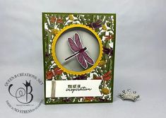 a card with a dragonfly on it