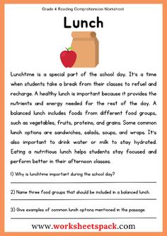 lunch worksheet with an orange background