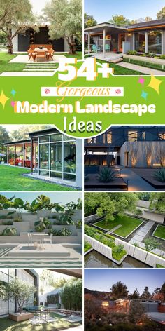 the cover of an article about modern landscape ideas, with photos and text overlays