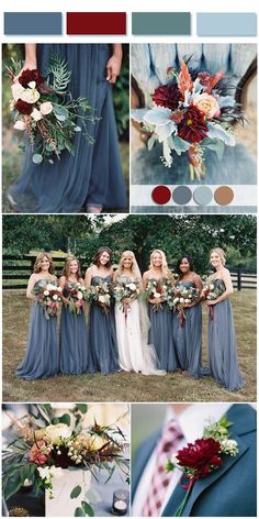 the color scheme for this wedding is blue and burgundy