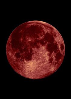 the full moon is shown in red and black