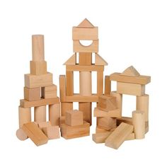 wooden blocks are stacked on top of each other