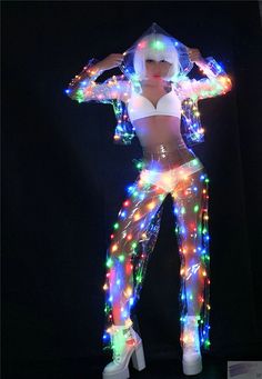 Elegantes Party Outfit, Led Costume, Festival Outfits Rave, Sheer Jacket, Dj Disco, Neon Outfits, Lit Outfits, Dance Team