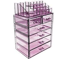 Store your cosmetics and jewelry in plain sight with this six-drawer clear storage case. From Sorbus. Penyimpanan Makeup, Makeup Storage Case, Dog Organization, All Natural Makeup, Makeup Storage Organization, Acrylic Organizer Makeup, Clean Gold Jewelry, Organizer Makeup, Purple Acrylic