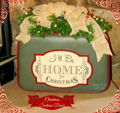 a christmas planter sitting on top of a table