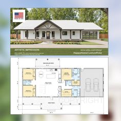 the floor plan for this home is shown in two different colors and sizes, with an attached