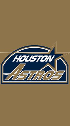 the houston astros logo is shown in blue and white on a brown background with an arrow