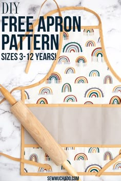 Kids Apron Diy, Girl Apron Pattern, Kids Apron Pattern Free, Kids Apron Pattern, Childrens Apron Pattern, Make An Apron, Child Apron Pattern