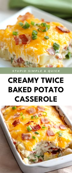 Image for Creamy Twice Baked Potato Casserole Twice Baked Lasagna Potato, Baked Potato Casserole Recipes, Twice Baked Potato Casserole With Bacon, Twice Baked Potatoes Easy Casseroles, Loaded Baked Potatoes Casserole, Holiday Potatoes Casserole, Fast Twice Baked Potatoes, Baked Potato No Foil, Sliced Potato Casserole Recipes