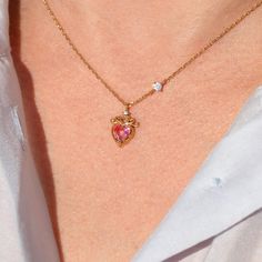 Our One True Love Necklace features a stunning gradient pink heart at its center. The intricate detailing of the crown and the soft pastel hues in the heart create a truly romantic piece. Perfect for adding a little bit of love to any outfit. Dark Pink Necklace, Regal Rose, Prom 2025, Hippie Goth, Love Struck, Rose Love, Choker Gold, Dark Home Decor, Punk Vintage