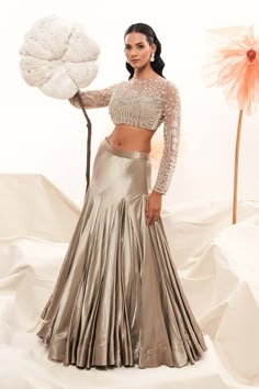 Payal Zinal, Modern Lehangas, Indian Garments, Lehenga Outfits, Tulle Blouse, Frock Designs, Silver Skirt, Lehnga Dress