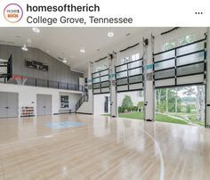 the inside of a large house with wood floors and white walls is shown in this image