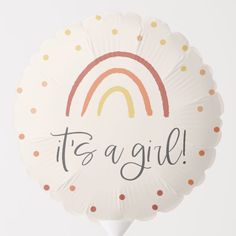 it's a girl foil balloon with a rainbow