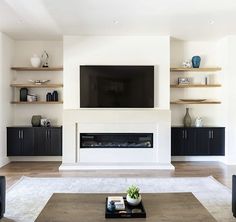 the living room is clean and ready to be used as a entertainment center for entertaining