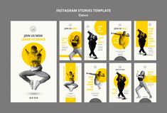 the instagram stories template is designed to be used as an advertisement for dance classes