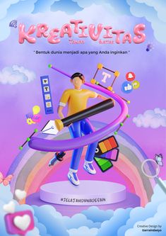 the poster for keratutatass with an image of a man holding a giant pencil