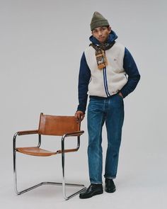 Mens Fleece Vest Outfit, Bike Video, Autumn Layering, Cesca Chair, Japanese Selvedge Denim, Ivy Style, Men Street Fashion, Unicorn Print