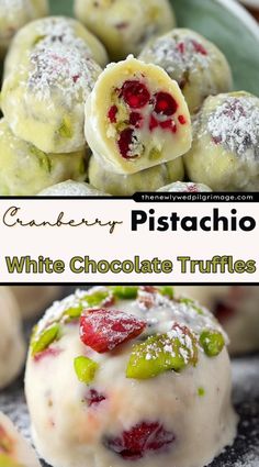 white chocolate truffles with cranberries and pistachio