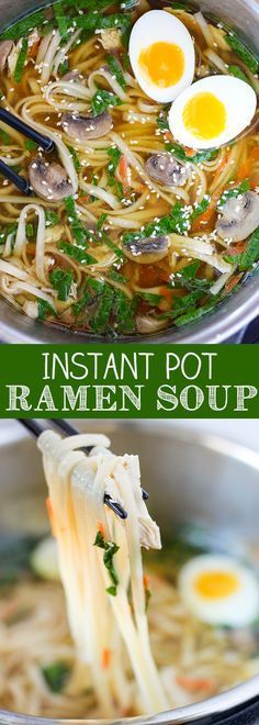 instant pot ramen soup with noodles and eggs