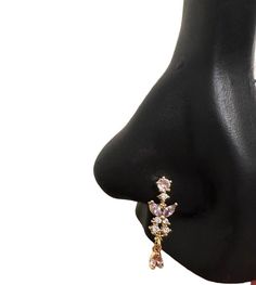 Nose Jewelry Collection — STATEMENT GOLD Dangling Nose Ring, Dangle Nose Ring, Cute Nose Rings, Gem Tattoo, Nose Cuff, Pretty Nose, Bday List, Nose Piercing Stud, Waist Jewelry