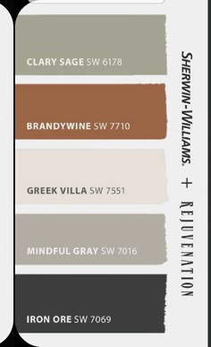 the color scheme for gray sage, white and brown is shown in this graphic style