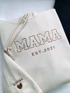 Custom MAMA Hoodie for Mother's Day Mothers Day Embroidery Ideas, Taylor Embroidery, Mothers Day Embroidery, Mama Embroidery, Mom Trends, Pod Business, Embroidery Business, Christian Shirts Designs, Mama Hoodie