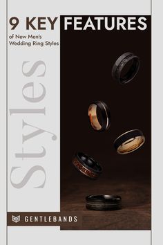 the cover of 9 key features of new men's wedding rings styles