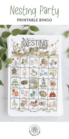 the nesting party printable bingo game