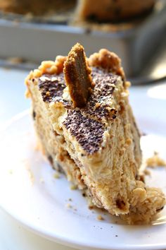 a piece of cake sitting on top of a white plate