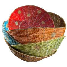 Colorful patterned basket from Assorted Beaded Bowls 8’ Sky Blue #LV3773 Sacred Objects, Polished Crystals, Displaying Crystals, Precious Rings, Collection Display, Blue Bowl, Functional Decor, Meditation Space, Beautiful Bowls