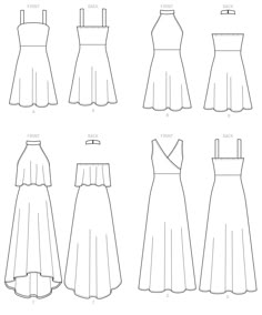 four different types of dresses for women