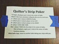 a piece of paper that has been cut out to make a quilter's strip poker game