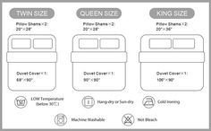 the king size and queen size bed sizes