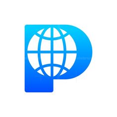 the letter p is made up of a blue and white globe