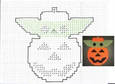 a cross stitch pattern with a pumpkin on it