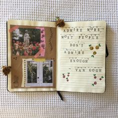 an open notebook with pictures and words on it