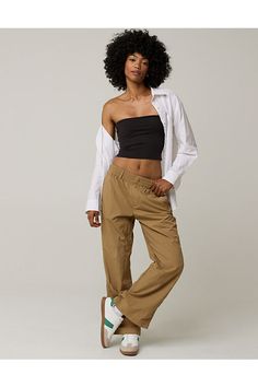 THE LOOK: Lightweight & casual. Pockets (!!!)./THE FEEL: Smooth, breathable nylon./THE MOVES: On-the-move./Accessibility deets: elastic waistband with zipper & snap closure for easier on/off! Aeire Aerie, Aerie Clothing, Boot Cut Leggings, Lounge Bra, Offline By Aerie, Bra Dress, Sports Skirts, On Off, Bra Tops