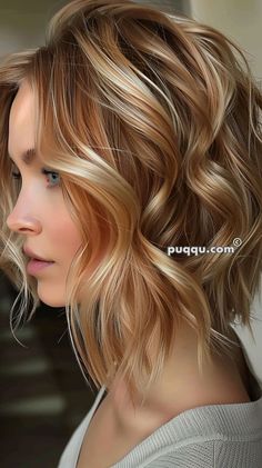 Copper Blonde Hair Color, Dimensional Hair Color, Copper Blonde Hair, Blonde Hair With Lowlights, Hair With Lowlights, Copper Blonde, Haircuts For Medium Length Hair, Whiter Teeth, Shaggy Bob