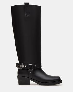 Upgrade your style with these HAWKINS moto boots. Featuring a sleek knee-high design and edgy buckle detail, these boots are the perfect combination of fashion and functionality. The square toe adds a modern touch, making these boots a must-have for any fashion-forward individual. 2 inch heel height 16.5 inch shaft circumference 15.5 inch shaft height Leather upper material Textile and synthetic lining Synthetic sock Synthetic sole Imported High Design, 2 Inch Heels, Moto Boots, Steve Madden Shoes, Fun Bags, Boot Shoes Women, Women's Boots, Steve Madden, Knee High