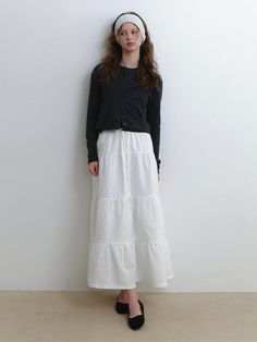 Composition : cotton 100%Color : whiteCountry of Origin : Republic of Korea Spring Off-white Tiered Skirt, White Non-stretch Tiered Skirt, Long Tiered Skirt, Tiered Skirt, White Skirts, Composition, Skirt, The Originals, Clothes For Women